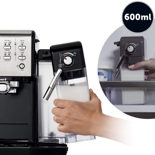 브레빌 Breville PrimaLatte II Kaffee- und Espressomaschine VFC108X-01, 19 bar, fuer Kaffeepulver oder Pads geeignet, Integrierter automatischer Milchschaumer, schwarz/silber