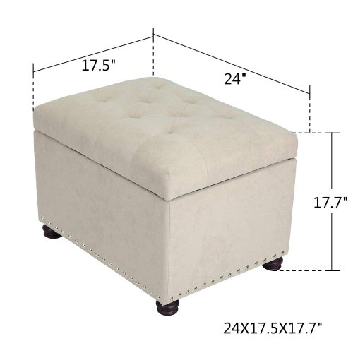  Adeco FT0033-4 High End Red Classy Bonded PU-Leather Tufted Accents Rectangular Storage Bench Ottoman Footstool
