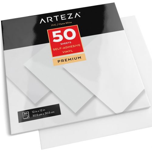  [아마존핫딜][아마존 핫딜] ARTEZA Self Adhesive Vinyl Sheets, 12x12, Matte White, Pack of 50, Waterproof and Easy to Weed & Cut, for Indoor & Outdoor Projects