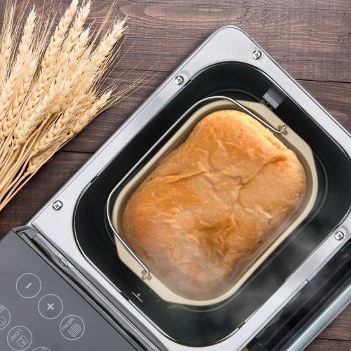  ALBOHES Bread Maker 2.2LB Stainless Steel Gluten Free Bread Machine with Detachable Fruit & Nut DispenserBuilt-in Programmable Breadmaker for Beginner17 Menu Settings24-Hour Del