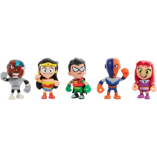 마텔 Mattel Teen Titans Go To The Movies 5 Pack Of Mini Figures Cyborg, Wonder Woman, Robin, Slade, Starfire