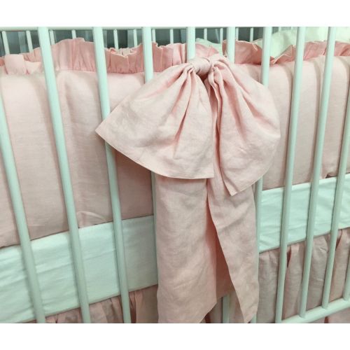  SuperiorCustomLinens Baby Crib Bedding Set with Large Bow and Sash Ties White, Grey, Cream, Pink, Blue, Stripe, Chevron, 40+ colors, Custom Size, Custom Made, FREE SHIPPING