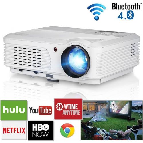  EUG LED Movie Projector HD 1080P 4200 Lumen LCD Indoor Outdoor Video TV Projectors Home Theater Cinema with HDMI VGA Aux Audio USB, 10W HiFi Speaker, Keystone, Zoom for DVD Player PS4