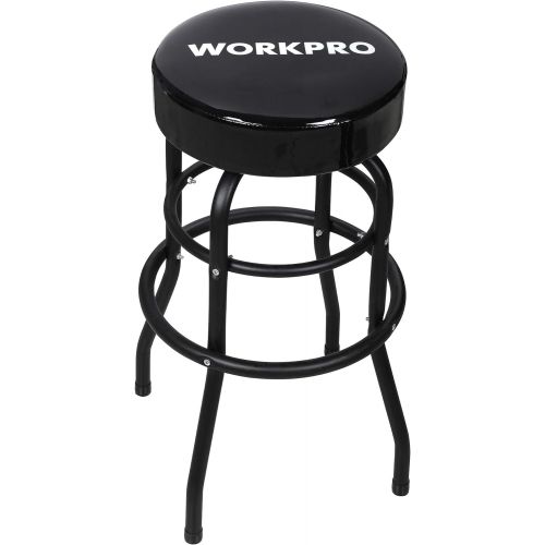  WORKPRO Rolling Creeper, Padded Mechanic Stool, Garage Shop Seat with Sockets and Tools Set in 2 Draws, 136-piece
