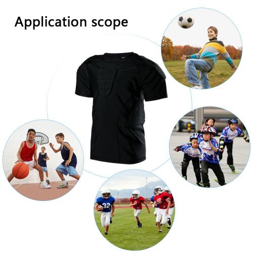  Pellor Children Impact Compression Padded Shirts Soccer Basketball Skateboarding Chest Protective Gear