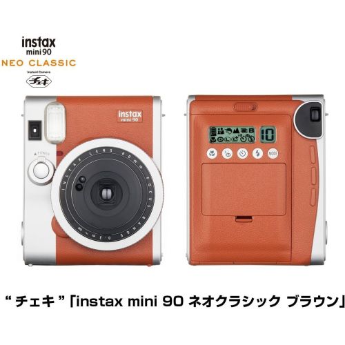 후지필름 Abesons Fujifilm Instax Mini 90 Neo Classic Instant Film Camera (Brown) + Fuji Instax Film Twin Pack (20PK) + Accessories Kit  Bundle + Fitted Case + 4 Filter Lens + Frames + Photo Album
