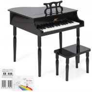 BEST CHOICE PRODUCTS Best Choice Products Kids 30-Key Classic Wood Mini Baby Grand Piano Toy Instrument w Bench and Sheet Music Rack - Black