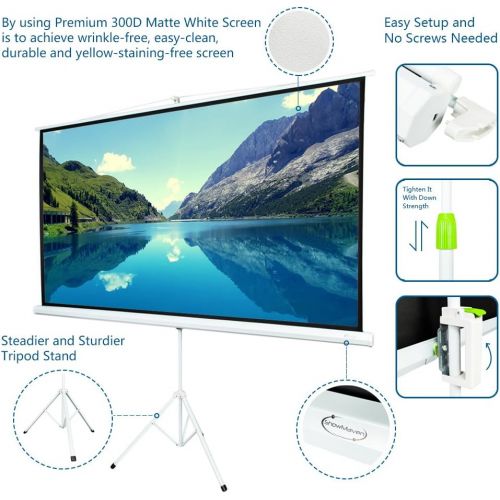 ShowMaven 100 16:9 HD Adjustable Tripod Projector Projection Screen Pull Up Foldable Stand