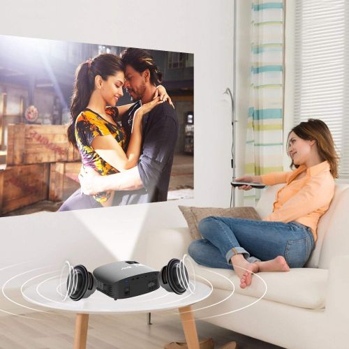  ARTlii Movie Projector, Artlii 3600 Lux Full HD 1080P Support Projector with HiFi Stereo 200 Home Theater Projector with 2 HDMI USB VGA AV for Movies, Home Cinema, Sports and Games
