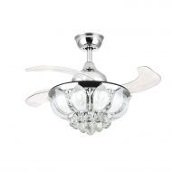 Siljoy 36 Retractable Crystal Ceiling Fans with Lights and Remote Invisible Chandelier Fan Chrome