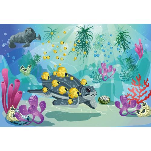  Leyiyi 10x8ft Photography Background Kids Happy Birthday Backdrop Cartoon Underwater World Sea Lives Tropical Fish Crab Turtle Rock Summer Party Banquet Baby Shower Photo Portrait