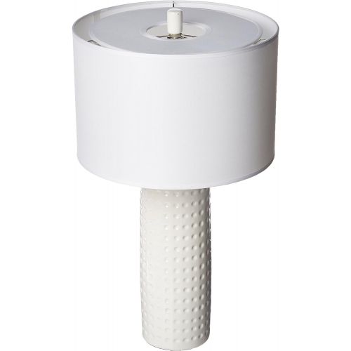 Lite Source LS-21979WHT Table Lamp with White Fabric Shades, 24.5 x 13.75 x 13.75, White
