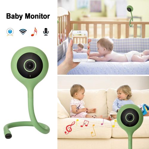  Fitnate Wireless Wifi Baby Temperature Monitor 2 Way Audio IR Night Camera Music Player (Green)