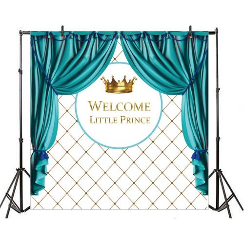  Yeele 10x10ft Little Prince Backdrop Curtain Crown Royal Baby Shower Background for Photography Party Decoration Banner Newborn Kids Boy Photo Booth Shoot Vinyl Studio Props