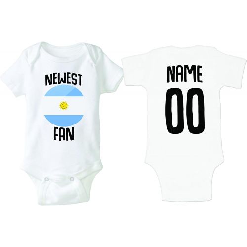  Nobrand nobrand Argentina Bodysuit Newest Fan Soccer Infant Baby Girls Boys Personalized Customized Name and Number
