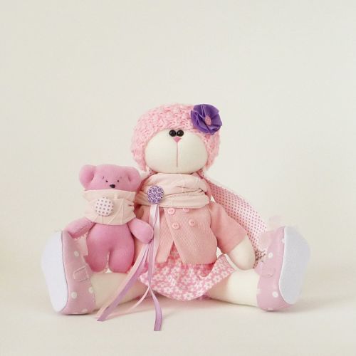  ZuzuHappyToys Plush bunny doll, Stuffed small bear