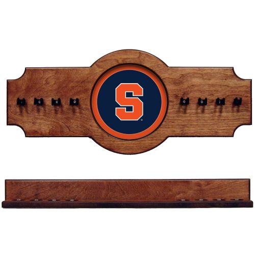  Wave NCAA Syracuse SYRCRR100-P 2 pc Hanging Wall Pool Cue Stick Holder Rack - Pecan