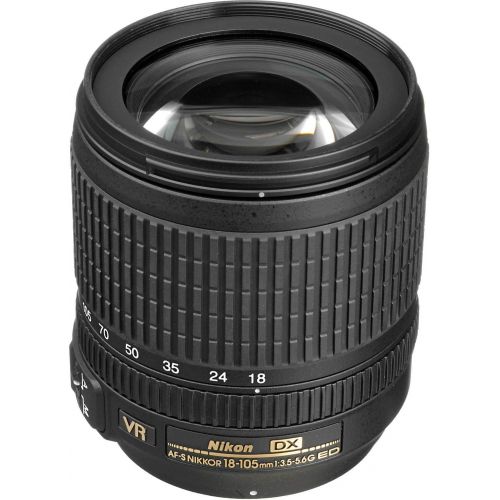  Nikon AF-S DX NIKKOR 18-105mm f3.5-5.6G ED VR Lens (Certified Refurbished) 5PC Accessory Bundle  Includes 3 Piece Filter Kit (UV + CPL + FLD) + More