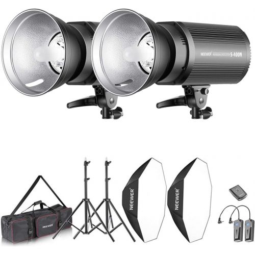 니워 Neewer 800W Photo Studio Strobe Flash and Softbox Lighting Kit: (2)400W Monolight Flash(S-400N),(2)Reflector Bowens Mount,(2)Light Stand,(2)Softbox,(2)Modeling Lamp,(1)RT-16 Wirele