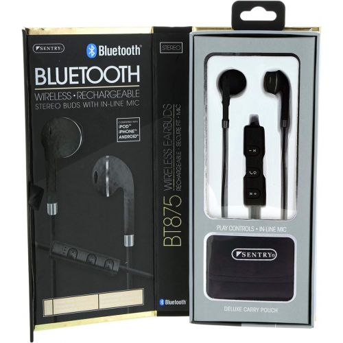  Sentry Industries Inc. Bluetooth Wireless Stereo Earbuds with Mic - Black