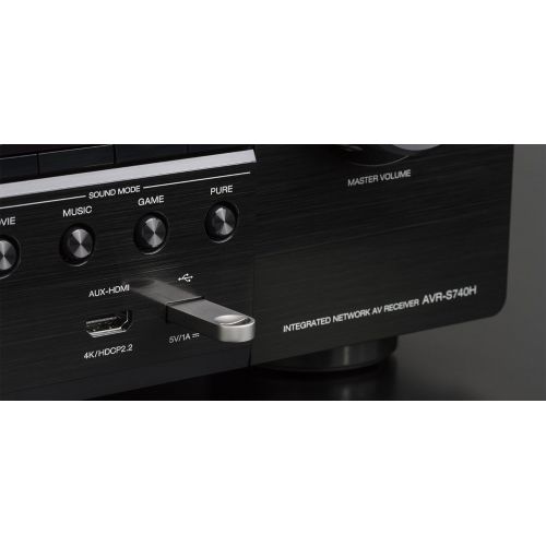  Denon AVR-S740H Receiver, 7.2 Channel 4K Ultra HD for Unmatched Realism, 3D Video, Dolby Surround Sound (Atmos, DTSVirtual), Stream Music with Alexa Control, HEOS Wireless Speaker