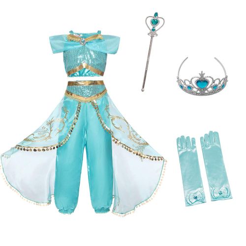  HNXDYY Princess Girls Party Carnival Aladdin Cosplay Sequin Costume
