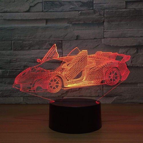  KKXXYD 7 Color Change 3D Led Desk Lamp Sports Car Modelling Gradient Atmosphere Lighting Fixture Cool Boy Bedside Decor Toy Night Light