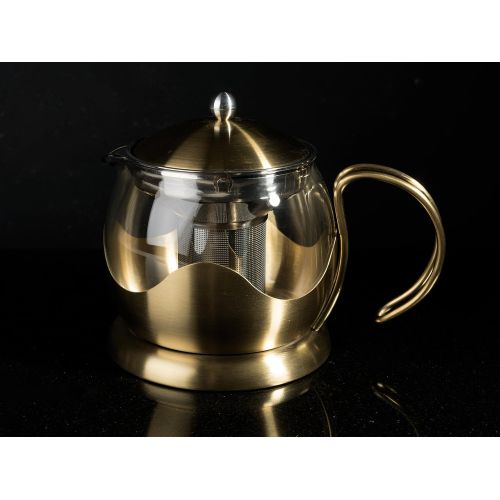  La Cafetiere Bearbeitet 1200ml Brushed Gold Le Teapot, Brown