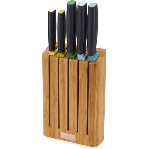 조셉조셉 Joseph Joseph Elevate 5 Piece Knife Set with Bamboo Knife Block - Multicoloured Handles