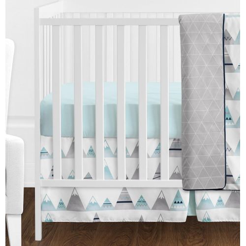  Sweet Jojo Designs 11-Piece Navy Blue, Aqua and Grey Aztec Mountains Baby Boy or Girl Unisex Crib Bedding Set Without Bumper