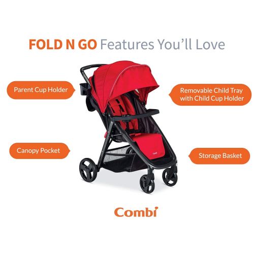 콤비 Combi Lightweight Full Sized Travel System Umbrella Stroller  Compact Fold N Go  Black
