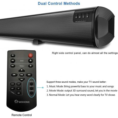  [아마존베스트]WOHOME Soundbar Wohome TV Sound Bar Wireless Bluetooth Home Theater Surround Speaker System with Remote Control 34 Inch 6 Drivers 80W 100 dB 2019 Updated Version Model S19