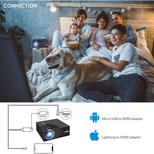  Portable LCD Video Projector - Aoxun 2018 Upgraded C7 Multimedia Home Theater Video Projector Support 1080P Compatiable with HDMI,AV, USB, SD, VGA for Home Cinema TV 2500 Lumens- B