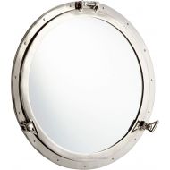 Nagina International Metal Crafted Nickel Plated Aluminum Porthole Bathroom Decor Mirror (30 Inches)