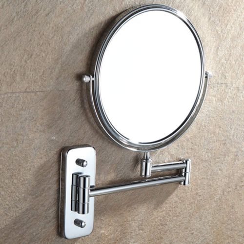  WUDHAO Vanity Mirror,Makeup Mirror European Folding 6/8 Inch Beauty Mirror Bathroom Makeup 10X Magnification Double Mirror with Lights Wall Mounted (Color : Silver 6 inches, Size :