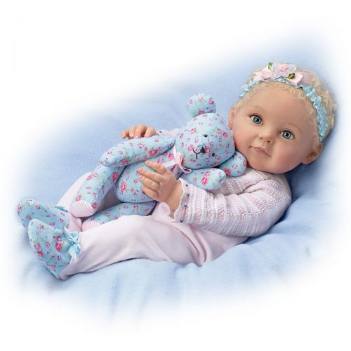  P Lau So Truly Real Lauren Baby Doll with Poseable Teddy Bear by The Ashton-Drake Galleries