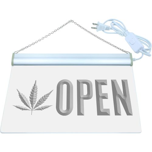  ADVPRO Open Marijuana Hemp Leaf High Life LED Neon Sign White 16 x 12 Inches st4s43-j791-w