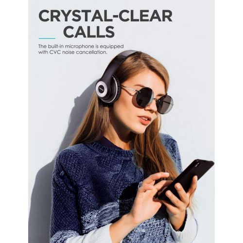  [아마존 핫딜] AUSDOM ANC10 Wireless Active Noise Cancelling Headphones, Bluetooth 5.0 Over Ear Headphones with Mic, Soft Foldable Earpads, Hi-Fi Deep Bass Headset for Travel Work TV PC Mobile Ai