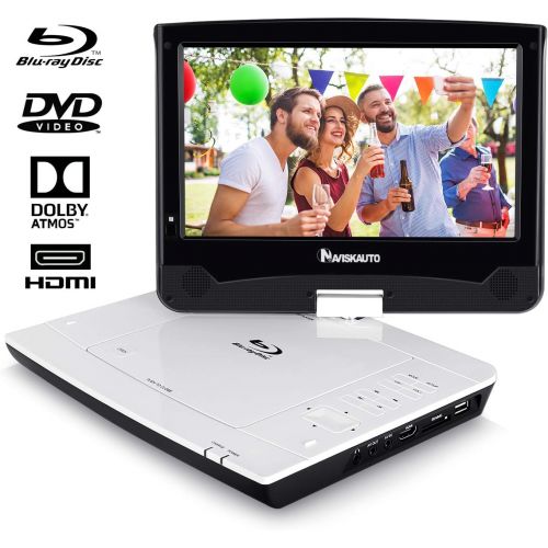  10.1 Portable Blu Ray DVD Player Support 3-5 Hours, HDMI Output, AV Out & in, 1080P HD, USB SD - NAVISKAUTO