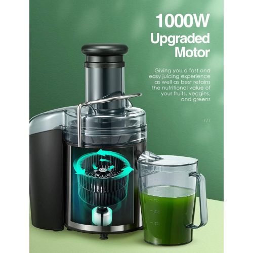  AICOK Juicer Aicok 1000W Powerful Juicer Machine Real 3’’ Whole Fruit and Vegetable Feeder Chute Juice Extractor, Dual Speeds Centrifugal Juicer, Anti-drip, Stainless Steel and BPA Free