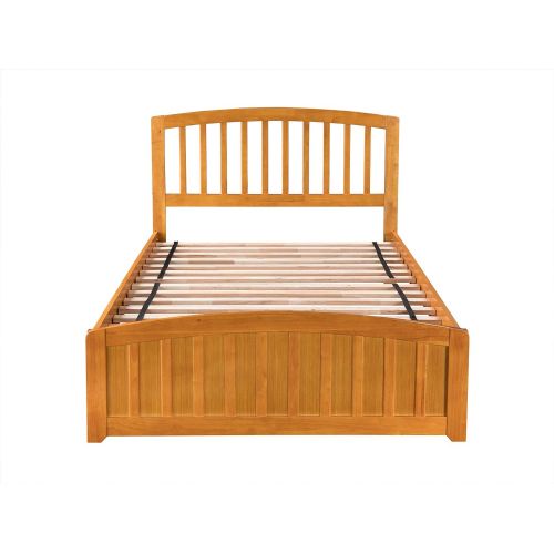  Atlantic Furniture AR8836017 Richmond Platform Bed with Matching Foot Board and Twin Size Urban Trundle, Full, Caramel