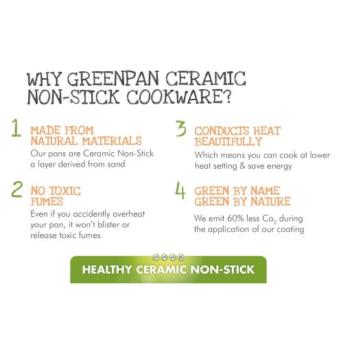  GreenPan Chatham Ceramic Non-Stick Covered Saucepan, 3 quart, Grey