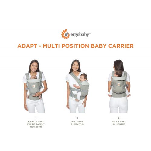에르고베이비 Ergobaby Adapt Award Winning Ergonomic Multi-Position Baby Carrier, Newborn to Toddler, Graphic Grey