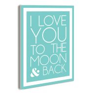 The Kids Room by Stupell I Love You to The Moon and Back On Blue with White Border Rectangle Wall Plaque, 11 x 0.5 x 15, Proudly Made in USA