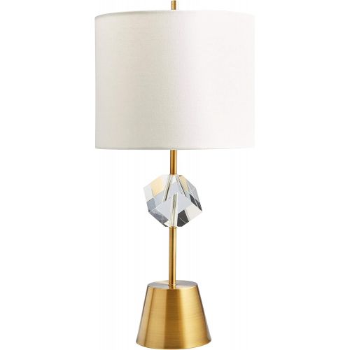  Rivet Modern Floor Lamp, 58H, With Bulb, Brass with Linen Shade