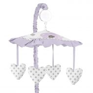 Sweet Jojo Designs Lavender Purple, Pink, Grey and White Musical Baby Crib Mobile for Watercolor Floral Collection - Rose Flower