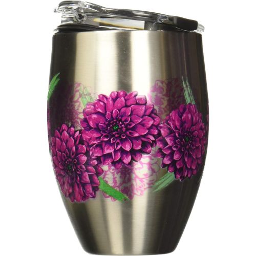  Tervis Painted Dahlias Stainless Steel Insulated Tumbler with Clear and Black Hammer Lid, 12oz, Silver