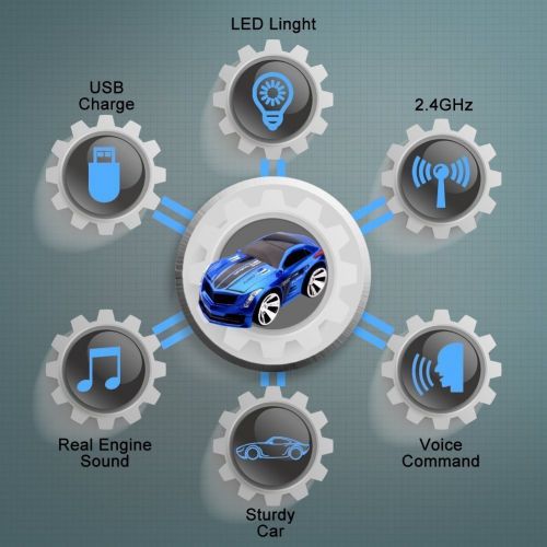  SZJJX Voice Command RC Car Rechargeable 2.4Ghz 6CH Smart Watch Radio Control Creative Voice Activated Racing Cars Remote Control Vehicles Truck Blue