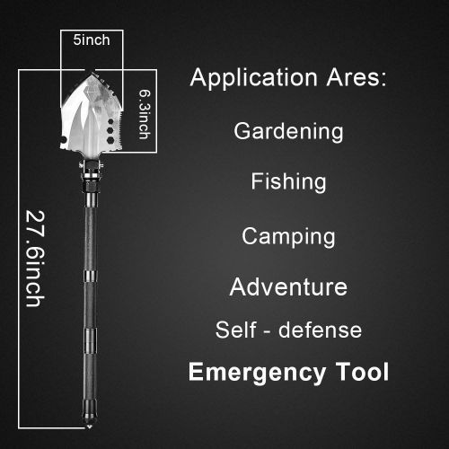  BAALAND Folding Shovel, Multi-Function Compact Ultra-Durable Shovel for Survival | Camping | Adventure | Emergency