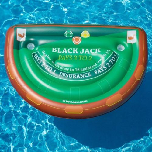  Swim Central Inflatable Blackjack Table Game with Water Proof Cards Ages 13 Years and Up 60”